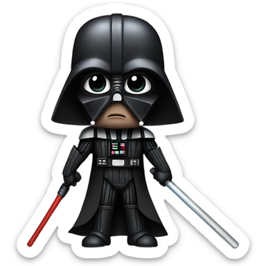 Realistic Darth Vader with a saber staff and a menacing look  sticker