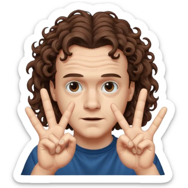 Eddie the freak from stranger things with his iconic hand sign like this 🤟 behind his head sticker