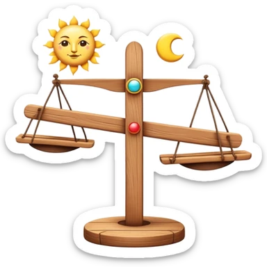 balanced seesaw with sun and moon symbols sticker