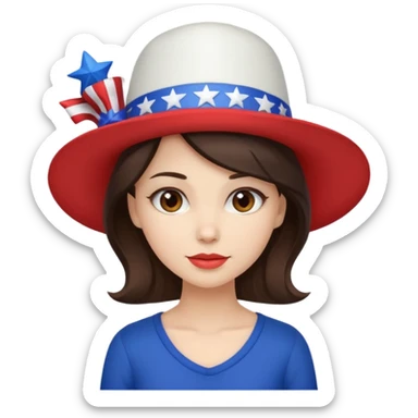 4th of july brunette woman sticker