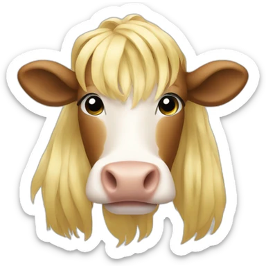 Cow with long blonde hair sticker