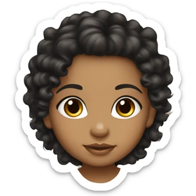baby girl long black curly hair olive skin tone sticker