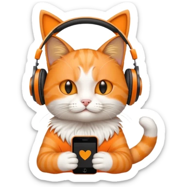 cat listening to music sticker