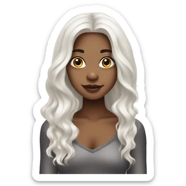 girl with vitiligo and long white hair sticker