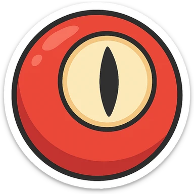 vibrant toon style red round eyeball with black sharp pupils sticker