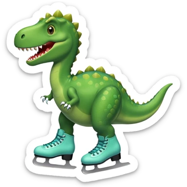 Ice skating dinosaur  sticker