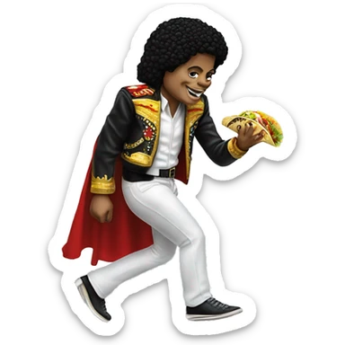 Micheal Jackson doing a moonwalk while eating a taco sticker