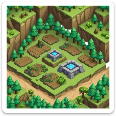 StarCraft-inspired, isometric RTS rugged terrain tile forest sticker