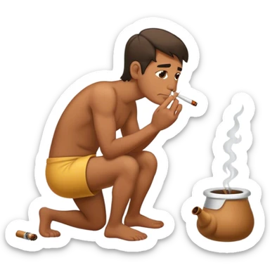 Man pooping and smoking  sticker
