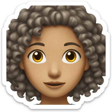 ligthskin girl with dark brown eyes and medium length curly hair sticker
