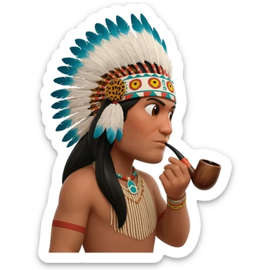 shaman hombre jaguar fumando pipa sticker