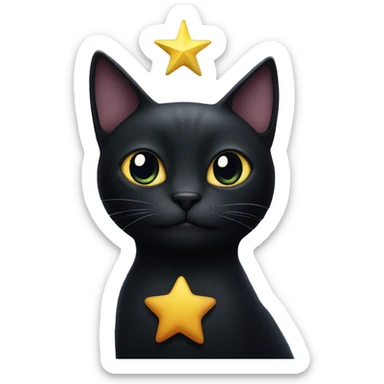 black cat with star sticker
