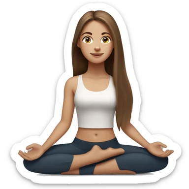White girl long brown hair doing yoga  sticker