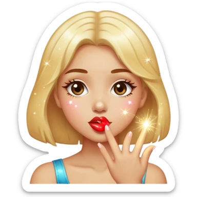 Girl sending a kiss with sparkles  sticker