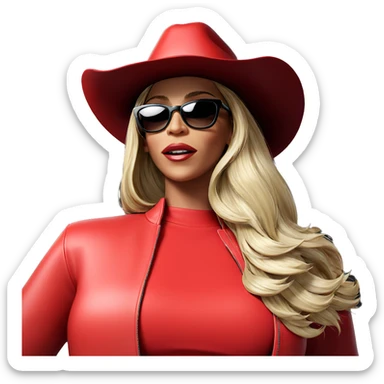 blonde girl in sunglasses hat sticker
