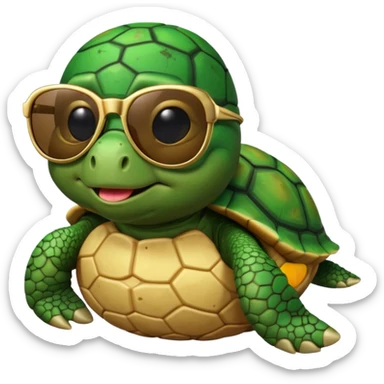 Turtle in a potato with cool sun glasses and chain sticker