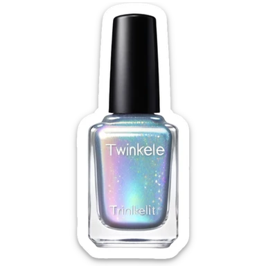 "TwinkledT" name, Holographic glitter nail polish bottle, white lid sticker