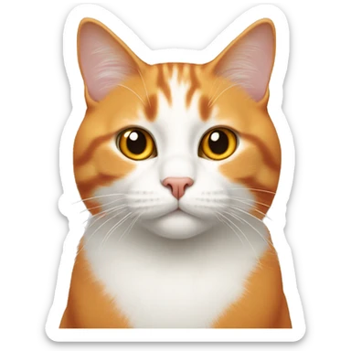White and orange cat sticker