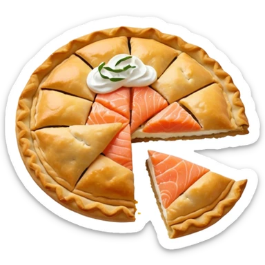 Karelian pasty with cream on top finnish with cream on top and salmon and lemon sticker