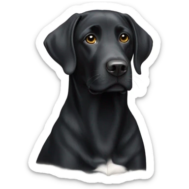 Black lab with white chest sticker