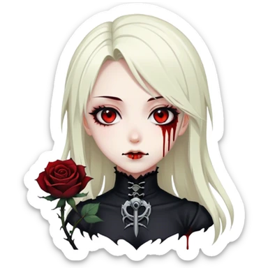 Bloody black rose anime gothic beautiful gorgeous cool edgy lady sticker