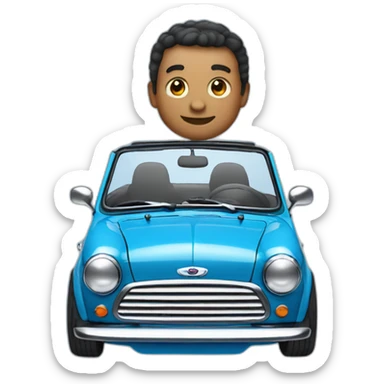 blue convertible mini cooper sticker