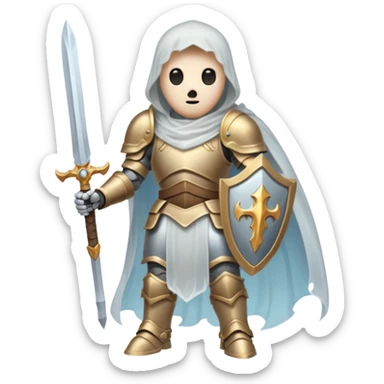 ghost with armor about to embark on an adventure  sticker