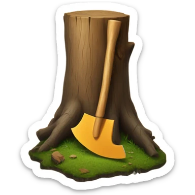 Stump with a axe in it sticker