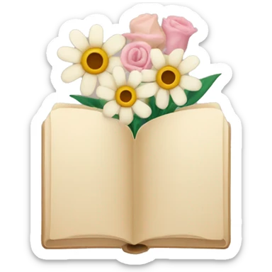 beige books and flowers sticker