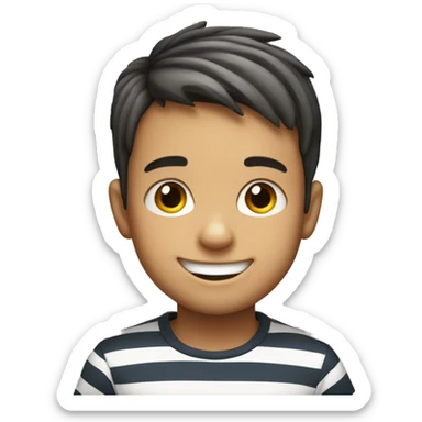 smiling boy in striped shirt sticker
