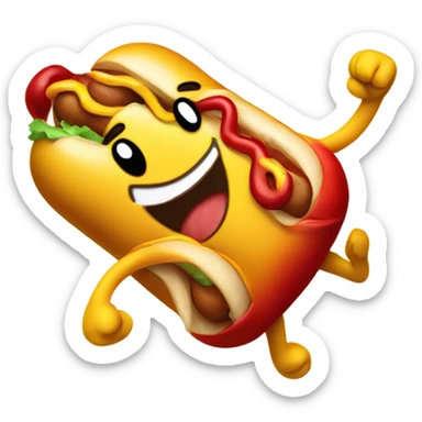 Hotdog cartoon man with boxing gloves on sticker