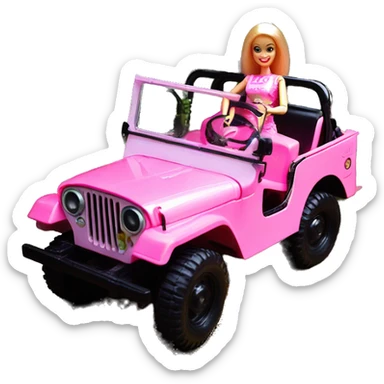jungle tour Barbie 1973 Willy’s pearly pink cj  jeep with installed winch  sticker