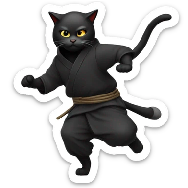 A ninja cat sneaking on two legs sticker