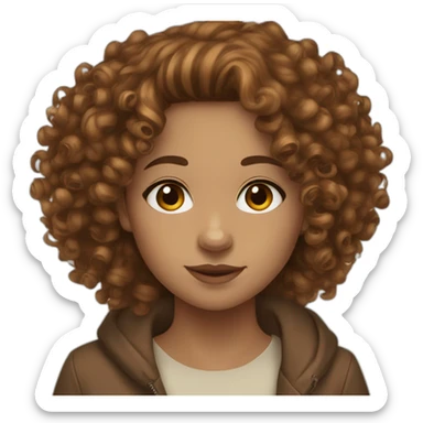 Mixed girl curly long hair brown cinnamon with brown eyes  sticker
