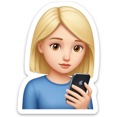 girl glued to her phone sticker