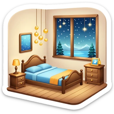 cozy room with furniture and sparkles floating above the furniture sticker