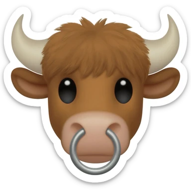 a head of a cutebull with a ring in its nose sticker