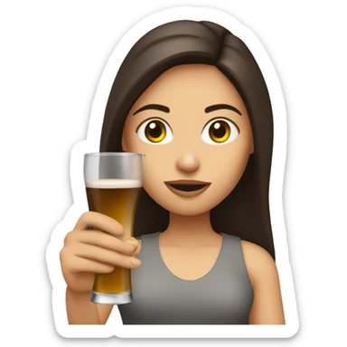 brunette drinking shot sticker