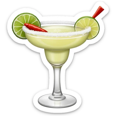 margaritas. one normal and one spicy. NO ICE - normal margarita glass with salt on the rim. one should be just with the margarita and the salt. the spicy one should have a small pepper inside  sticker