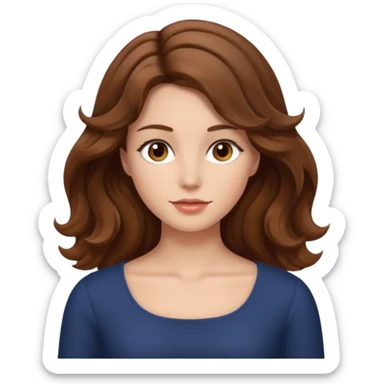 brown wavy hair woman, only face, no neck or torso showing sticker