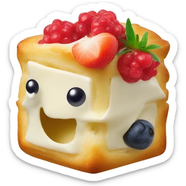 Square fruit pastry with cream cheese sticker