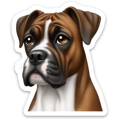 Brindle boxer dog with white flash on right side of face  sticker