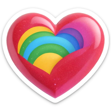 heart with rainbow glitter sticker