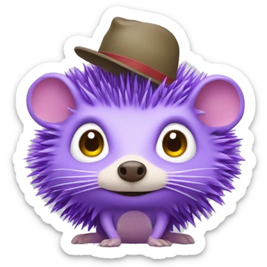 A purple hedgehog who wears a hat and has sneakers sticker