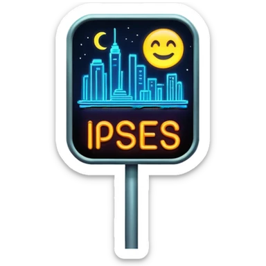nighttime city sign  sticker