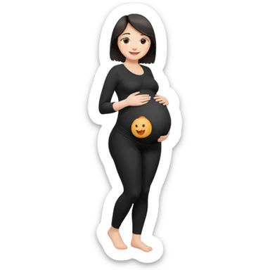 femme belly stuffing enceinte legging noir  sticker