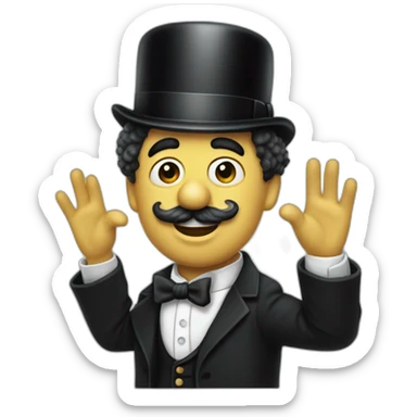 Charlie Chaplin with one hand up sticker