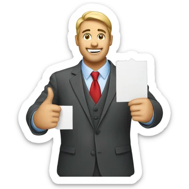 Realtor holding for sale sign sticker