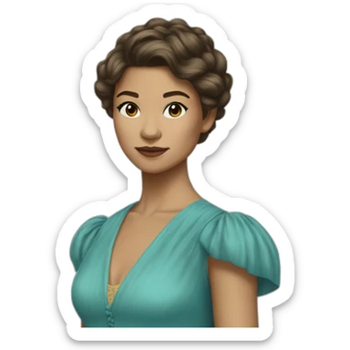 Zendaya as a woman from 19th century,short hair, cyan gown sticker