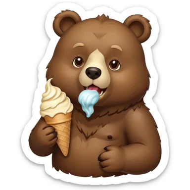 bear eating ice cream sticker